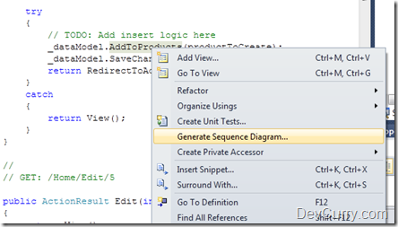 Generate Sequence Diagrams in Visual Studio 2010 Ultimate